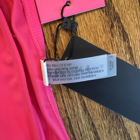 Zmart Strappy Women's Low Rise Neon Pink Bikini Bottoms Full Coverage Swim - M - Picture 4 of 7